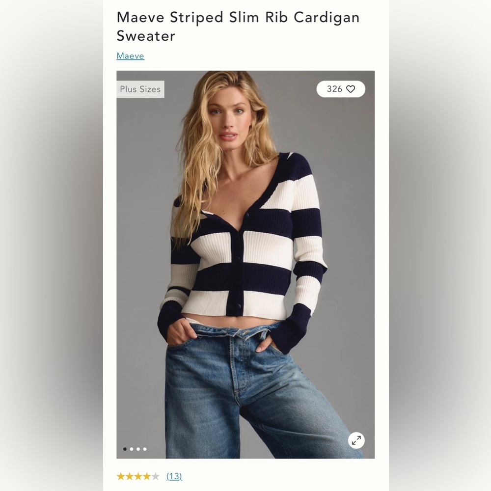 Maeve Striped Slim Rib Cardigan Sweater